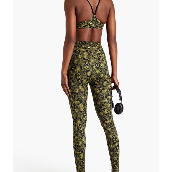 The Upside High Rise Spotted Lili Midi Pants Leggings Green Size Medium NWT - Picture 3 of 9